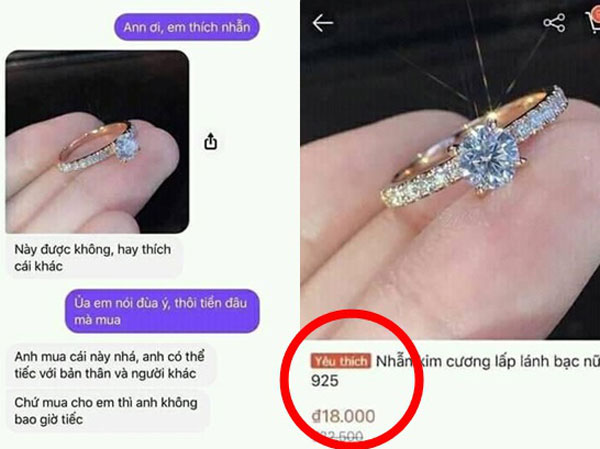 Người yêu hứa tặng nhẫn kim cương và khẳng định 'mua cho em thì anh không tiếc', cô gái chưa kịp mừng đã phải vỡ mộng khi chứng kiến bức ảnh này