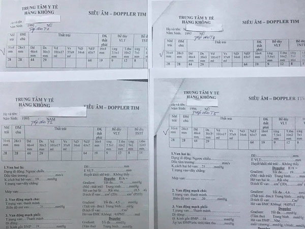 Trăm phiếu siêu âm tim của phi công, tiếp viên giống hệt nhau