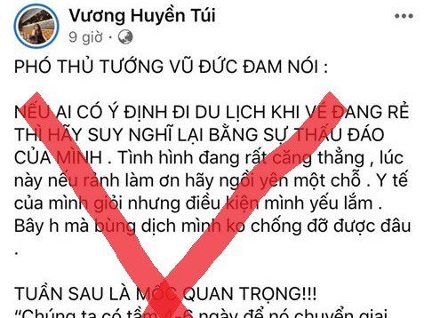 Đăng tin không đúng về Covid-19, một chủ tài khoản facebook bị phạt 7,5 triệu đồng