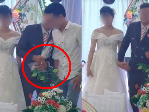 Chú rể mang túi nilon lên sân khấu đựng tiền, hành động ngay sau đó với cô dâu lại khiến nhiều người tán thưởng