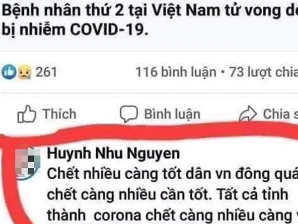 Truy tìm chủ tài khoản Facebook đăng nội dung 'chết càng nhiều càng vui'