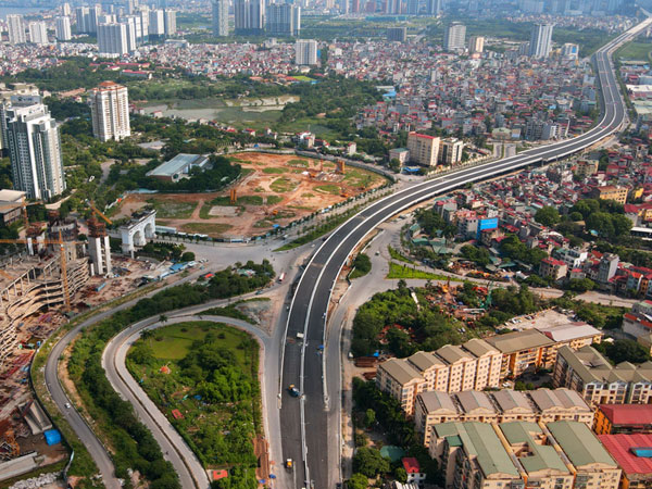 Cận cảnh đường Vành đai 3 trên cao nối cầu Thăng Long - Mai Dịch đã hoàn thành 90%