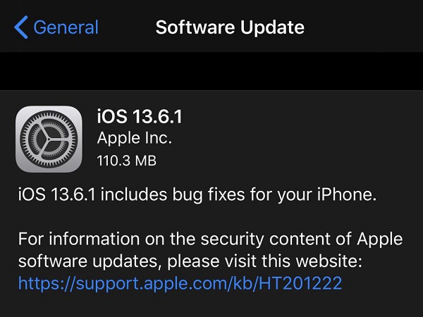 Apple phát hành iOS 13.6.1: Khắc phục lỗi màn hình xanh trên iPhone và lỗi đầy bộ nhớ