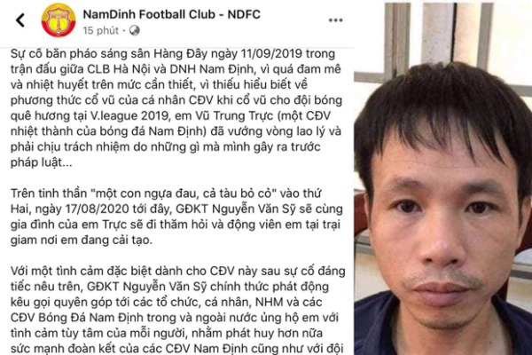 CLB Nam Định ra thông báo ủng hộ kẻ đốt pháo sáng gây thương tích, nhận về hàng tấn 'gạch đá' từ cộng đồng mạng