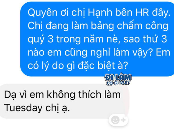 Cô gái thường xuyên trốn việc vào ngày thứ 3, lý do đằng sau khiến HR cũng phải 'cạn lời'