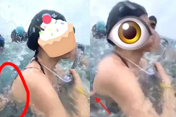 Bị giật bikini tới suýt tuột, lộ vòng một khi đang bơi, cô gái hoảng hốt, xem lại clip mới phát hiện ra danh tính 'kẻ thủ ác'