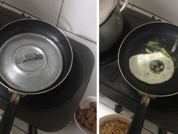 Pha ốp trứng gây tranh cãi nhất tuần: Lòng đỏ bốc hơi, dân mạng thắc mắc sao phải cho hành?