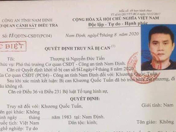 Truy nã đặc biệt cựu cầu thủ bóng đá Nam Định về hành vi 'Vận chuyển trái phép chất ma túy'