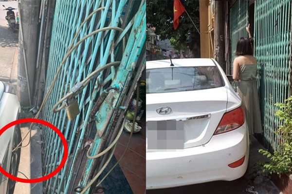 Đỗ ô tô chắn ngang cửa, nữ tài xế bị chủ nhà xích bánh và lời nhắn khiến chị vội xin lỗi