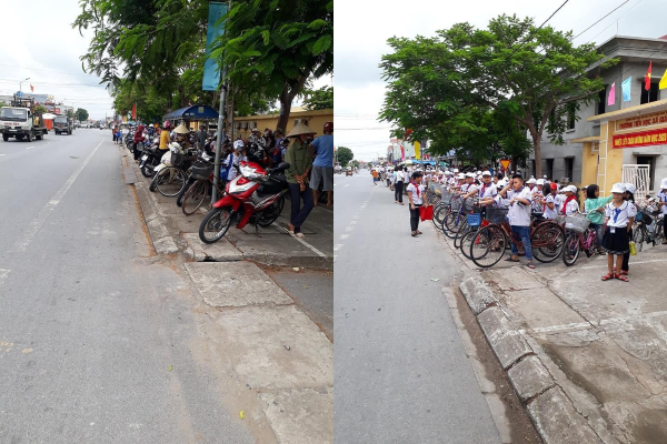 Phụ huynh Nam Định khiến dân tình xuýt xoa khi đỗ xe ngay ngắn kéo dài cả cây số chờ con, bất ngờ hơn là thái độ của học sinh