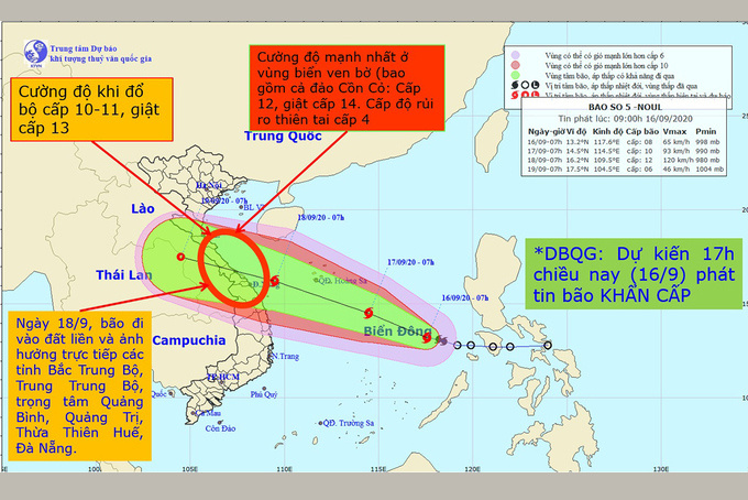 Bão gây mưa to từ chiều nay 17/9