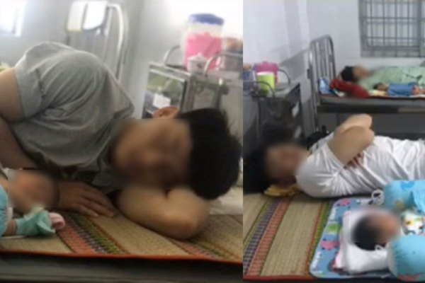 Đưa vợ đi sinh, anh chàng khiến dân mạng 'chưng hửng' vì... lăn ra ngủ ngon lành