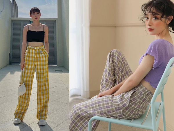 Quần caro ống rộng giá 'bèo' nhưng làm style 'đỉnh' hết nấc, nàng nào bỏ qua là thiệt
