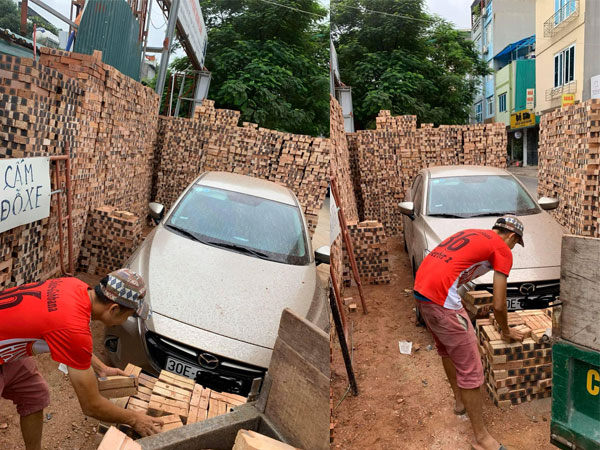 Lơ biển cấm để đỗ xe cạnh đống gạch, khi quay trở lại chủ Mazda 'tiền đình' vì nghĩ cách tìm lối thoát
