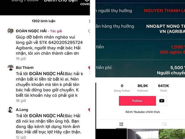 Ông Đoàn Ngọc Hải tức giận vì bị mạo danh trên mạng xã hội để quyên góp tiền từ thiện
