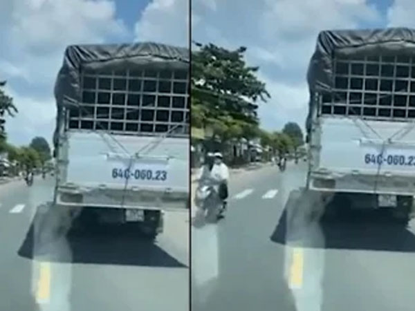 Tài xế xe cứu thương hú còi, gào thét, xe tải vẫn không nhường đường