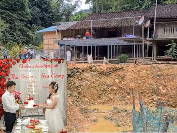 Làm lễ kỉ niệm ngày cưới linh đình, khoe nhà mới xây dựng khang trang, nhưng cô dâu Thu Sao lại để lộ ngôi nhà sàn cũ kĩ của bố mẹ chồng