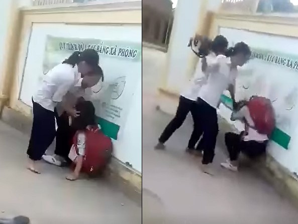 Clip: Chê mẫu áo mỏng, nữ sinh ở Nghệ An bị đánh hội đồng ngay trước cổng trường