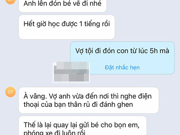 Vợ đi đón con từ 5h mà 6h cô giáo còn nhắn tin nhắc nhở, nghe nguyên nhân thực sự anh chồng chỉ biết cạn lời