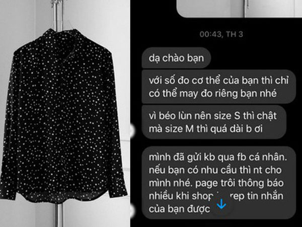 Xin tư vấn mua hàng online, cô gái 'giận tím người' khi nghe câu trả lời: 'Vì béo lùn nên size S thì chật mà size M thì quá dài bạn ơi'