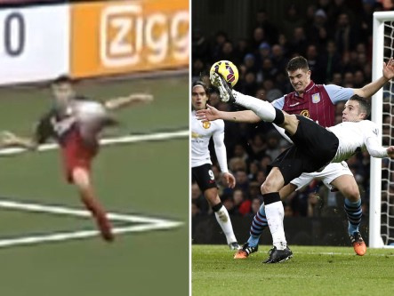 Con trai Van Persie gây sốt với siêu phẩm bay người vô lê