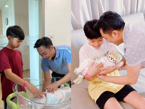 Cường Đô La hạnh phúc khoe khoảnh khắc Subeo chăm em gái cực yêu: Cậu nhóc ra dáng anh hai lắm rồi này!