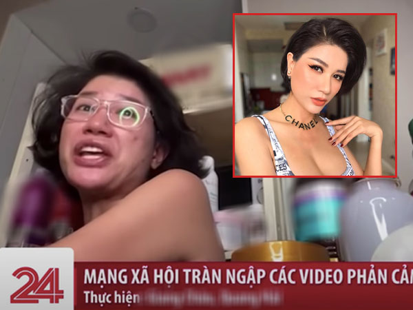 Hình ảnh Trang Trần livestream bán hàng online với ngôn từ phản cảm bị đưa lên sóng truyền hình