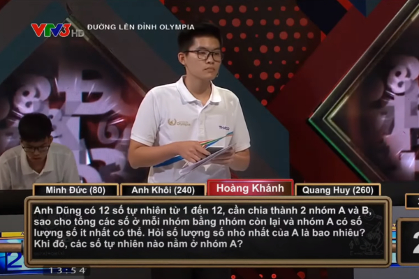 Câu đố mẹo Olympia siêu dễ: 'Chia số 1 - 12 thành 2 nhóm A và B, tổng mỗi nhóm bằng nhau. Hỏi A có số lượng số nhỏ nhất bao nhiêu?'