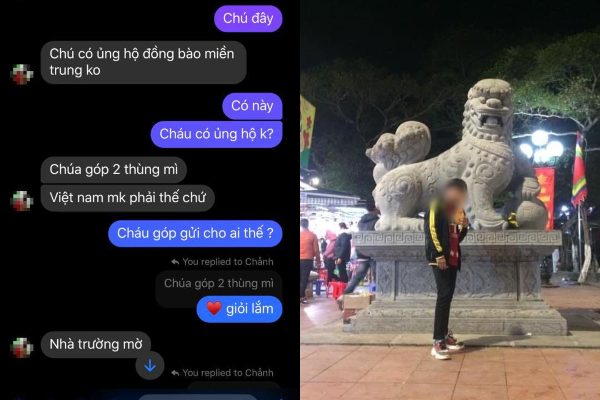 Cậu bé lớp 9 liền dùng tiền mua hoa tặng cô 20/10 mua 2 thùng mì gửi ủng hộ miền Trung: 20/10 năm nào cũng có nhưng người miền Trung cần giúp đỡ ngay bây giờ!