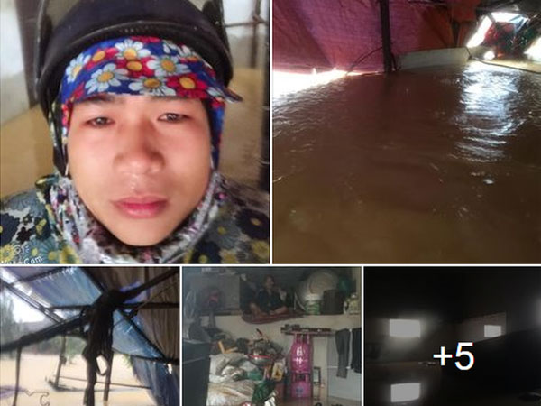 Mắc kẹt trong nhà ngập khuất tầm nhìn, không có đồ ăn nước uống, nam thanh niên ở Quảng Bình lên mạng cầu cứu: 'Ca nô nào đi ngang qua xin hãy gọi để em tìm cách ra'