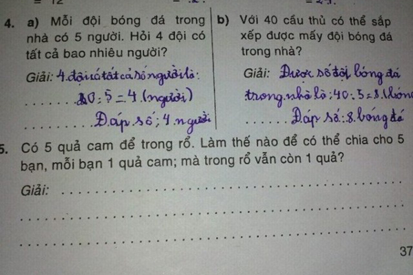 Bài toán chia cam lớp 2 khiến phụ huynh tranh cãi, đáp án hóa ra 'siêu dễ'