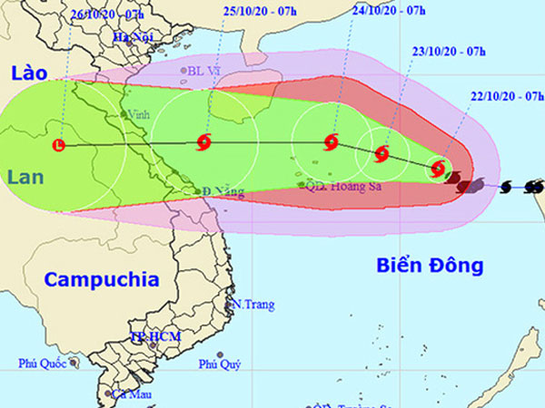 Bão số 8 giật cấp 14 quần thảo trên biển Đông, đang hướng vào miền Trung