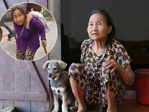 Gặp cụ bà lưng còng 'cõng' bao quần áo, mì tôm ủng hộ người dân miền Trung: 'Hơn 200.000 đồng/tháng tôi ăn tiêu xả láng, giúp được phần nào hay phần đó'