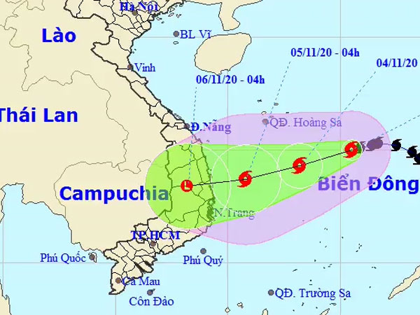 Tâm bão Goni có thể qua Bình Định - Phú Yên