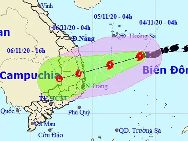 Bão số 10 sẽ suy yếu thành áp thấp nhiệt đới trước khi đổ bộ Quảng Ngãi - Khánh Hòa, miền Trung mưa lớn từ đêm nay