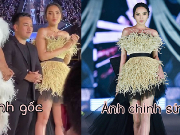 Kỳ Duyên gây choáng với ảnh bị chụp và ảnh đã qua chỉnh sửa, một chiếc đầm 2 số phận là đây?