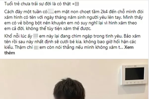 Xăm tên người yêu, thanh niên bị dân mạng chê 'tuổi trẻ chưa trải sự đời' chỉ vì một biến cố bất ngờ