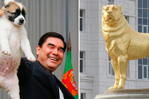 Quá yêu chó, Tổng thống Turkmenistan dựng tượng quốc khuyển khổng lồ dát vàng đặt giữa thủ đô