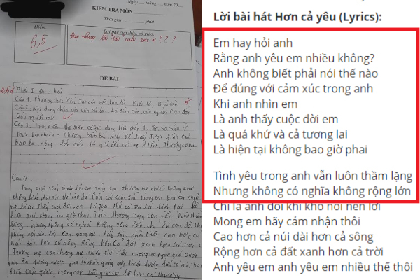 Chèn cả lời nhạc vào bài văn, nam sinh nhận cái kết cực 'lạnh' từ cô giáo