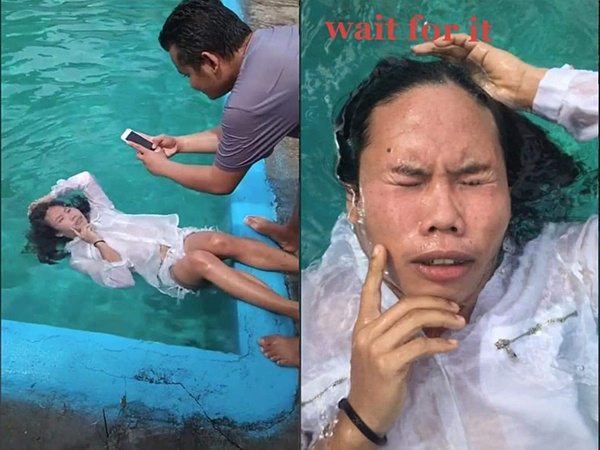 Nhờ bạn thân chụp ảnh so deep dưới nước, cô gái nhận về cái kết 'hú hồn'
