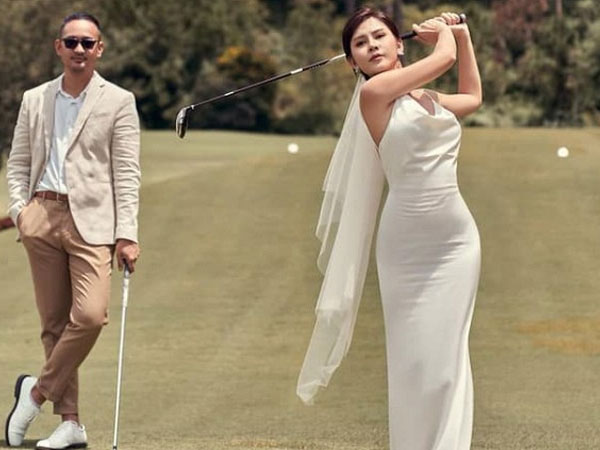 Bộ ảnh cưới mang phong cách sân golf của MC Thu Hoài