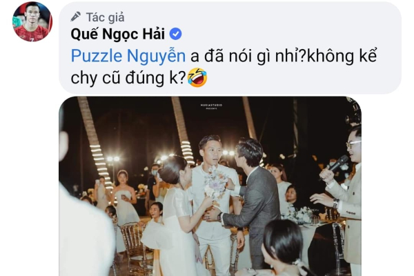 Quế Ngọc Hải đăng ảnh biểu cảm 'khó đỡ' trong đám cưới Công Phượng, hôm sau lại 'anh mất trí nhớ rồi'