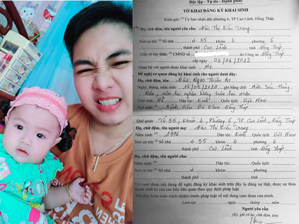 'Người đàn ông đầu tiên tại Việt Nam mang bầu' chia sẻ hình ảnh đi làm giấy khai sinh cho con nhưng phần ghi tên người mẹ gây bất ngờ hơn cả