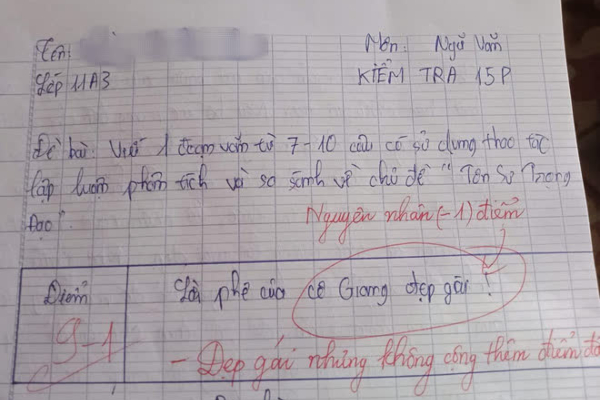 Kiểm tra đạt điểm cao nhưng nam sinh vẫn 'ngậm cục tức' vì lý do vô cùng khó đỡ