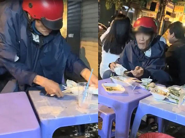 Xót xa hình ảnh cụ ông xin ăn cơm thừa tại quán ăn, hành động sau đó khiến nhiều người cảm phục