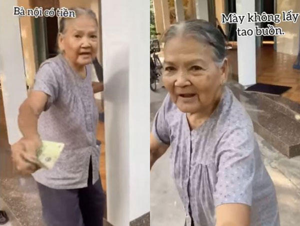 Hình ảnh bà nội chạy theo dúi vào tay cháu trai tờ tiền và nói một câu khiến bao người rơi nước mắt