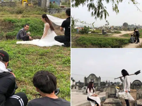 Bộ ảnh cưới 'kì dị' ở nghĩa trang gây tranh cãi MXH: Hóa ra lại liên quan đến câu chuyện thật của nhân vật chính, nhan sắc cô dâu quá bất ngờ