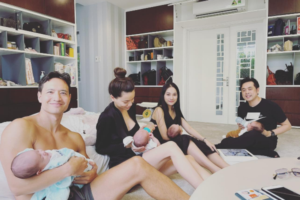 2 gia đình sinh đôi hot nhất Vbiz Hà Hồ và Dương Khắc Linh hội ngộ: Kim Lý khiến chị em 'mất máu' vì mặc... thiếu vải