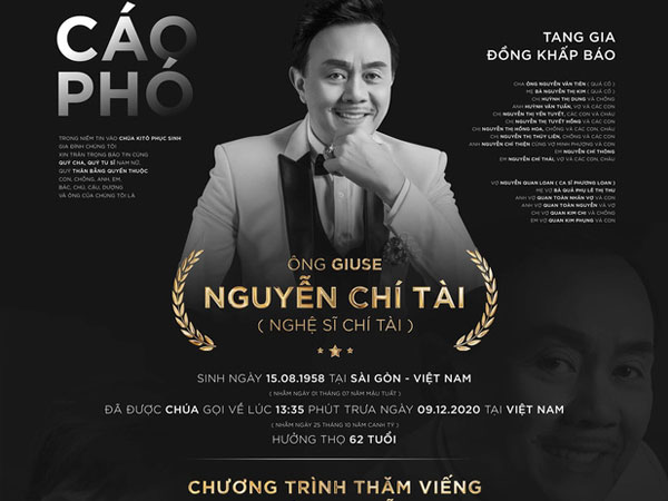Ông xã danh hài Việt Hương thay mặt gia đình thông báo những điểm cần lưu ý tại tang lễ NS Chí Tài ở Mỹ vào ngày 18/12