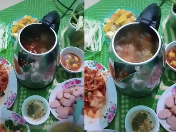 Ăn lẩu tại gia bằng ấm siêu tốc, nhóm thanh niên khiến dân tình hoảng hốt can ngăn vì 'nghịch dại'